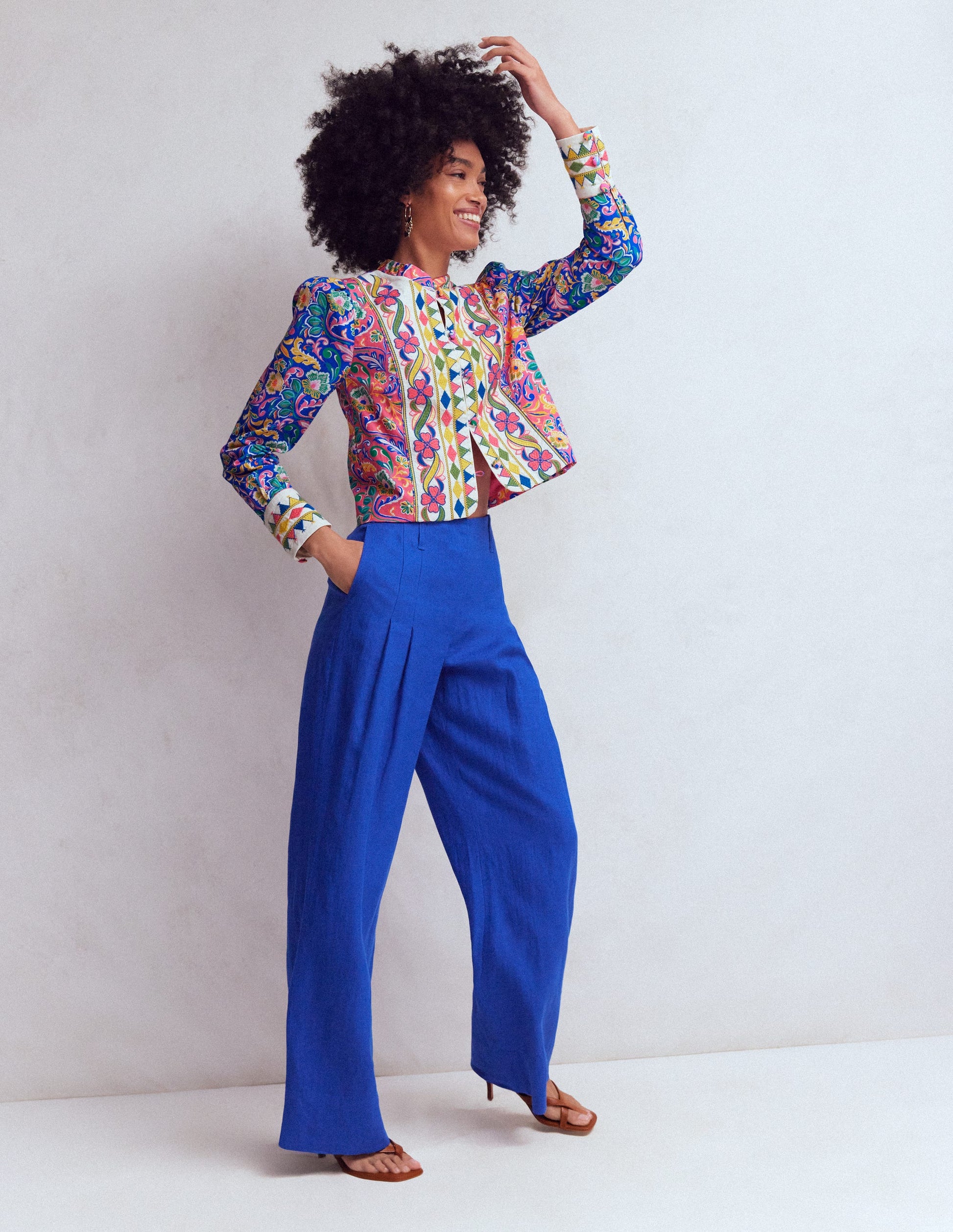 Printed Trim Jacket-Multi, Enchanting Bouquet-7