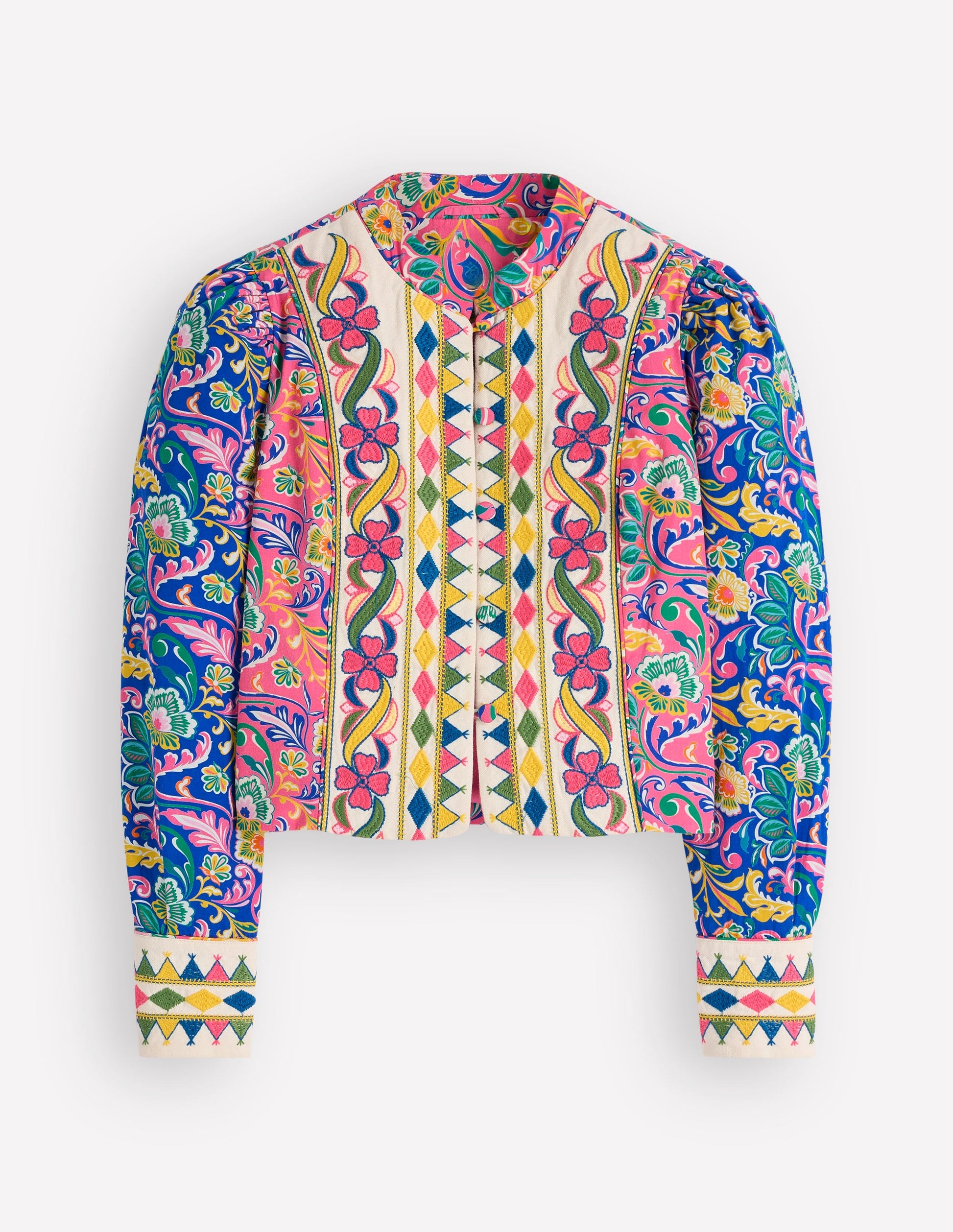 Printed Trim Jacket-Multi, Enchanting Bouquet-9
