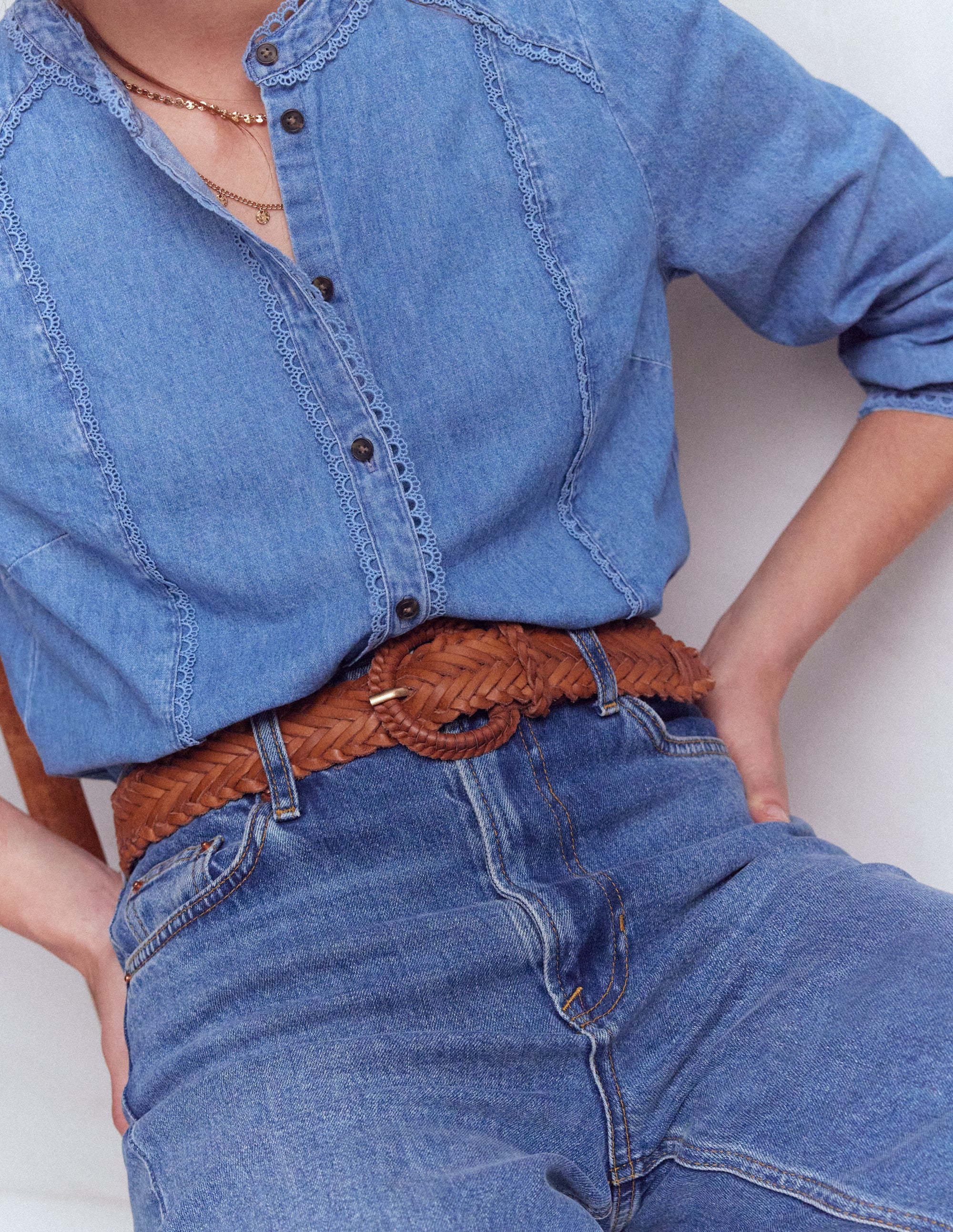 Woven Leather Belt-Tan - Image 2
