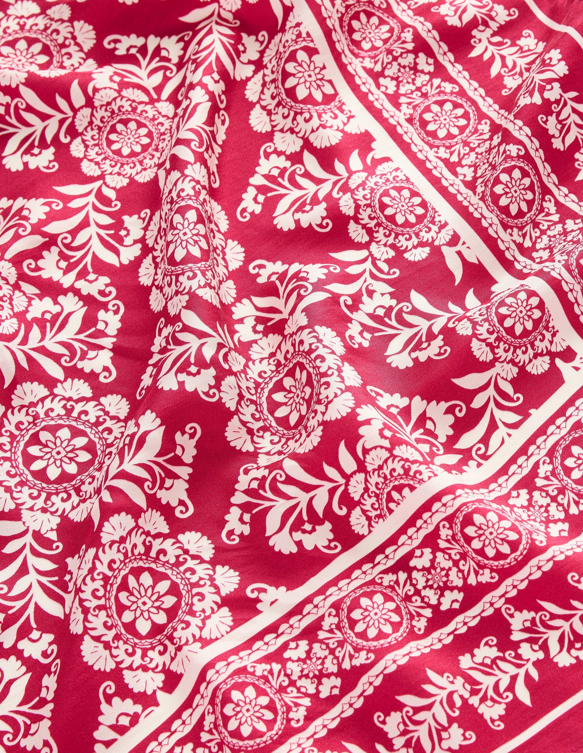 Elisabeth Silk Square Scarf-Red Decorative Blossom-4