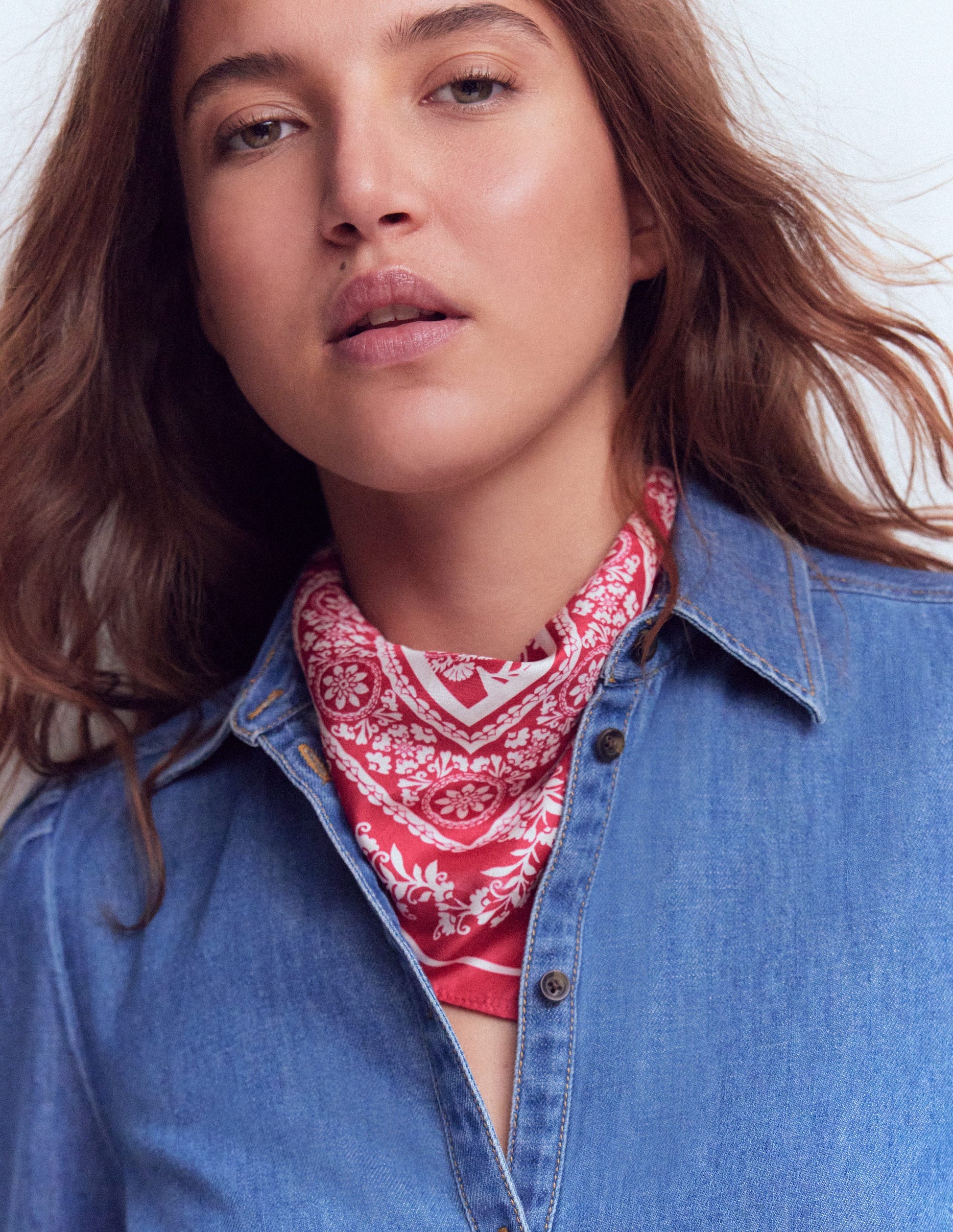 Elisabeth Silk Square Scarf-Red Decorative Blossom-3