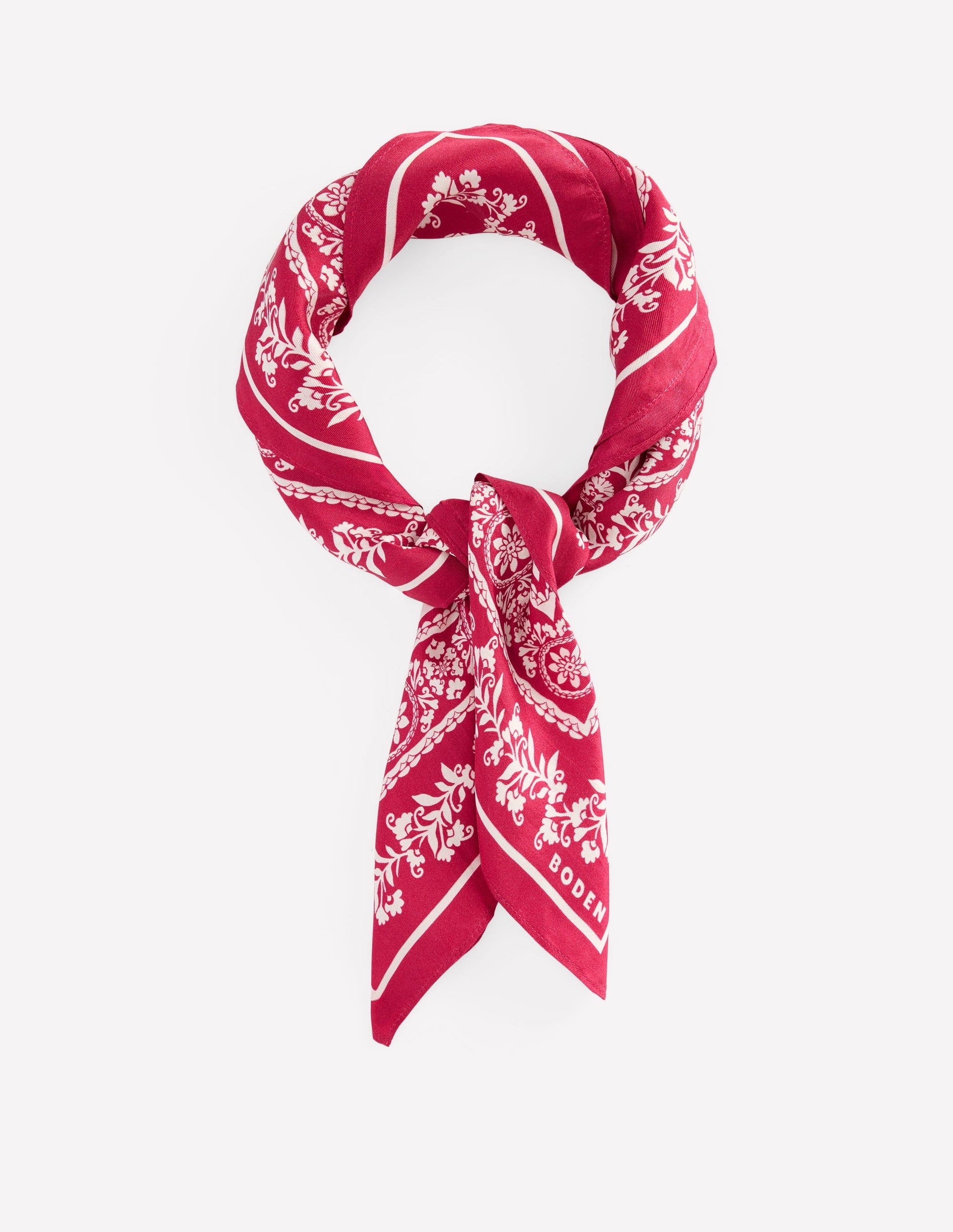 Elisabeth Silk Square Scarf-Red Decorative Blossom-1