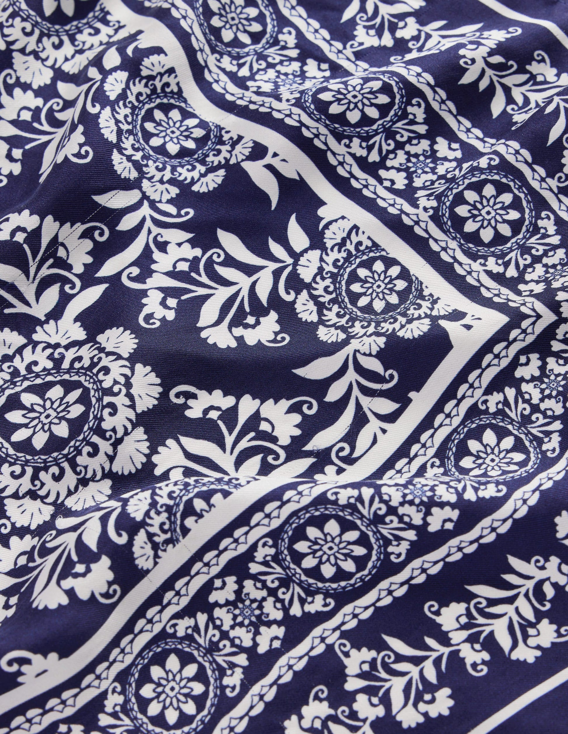 Elisabeth Silk Square Scarf-Navy Decorative Blossom-2