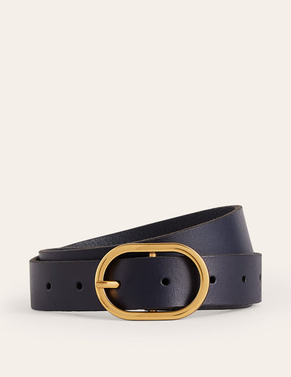 Classic Leather Belt-Navy-1