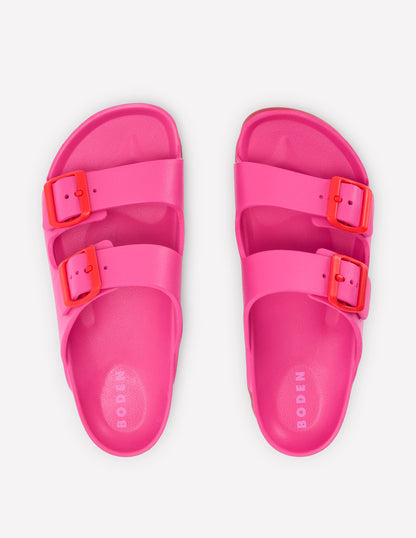 Lyla Double Buckle Sliders-Pink/Red-5