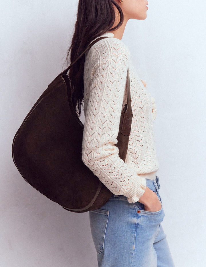Suede Hobo Bag-Bitter Chocolate