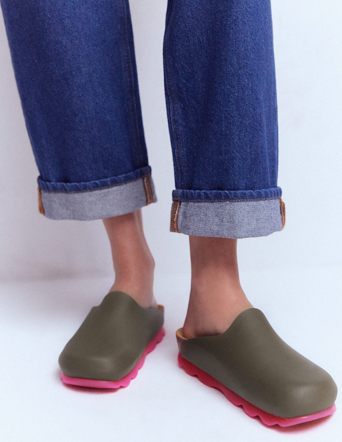 Lyla Colour Block Clogs-Khaki/Pink
