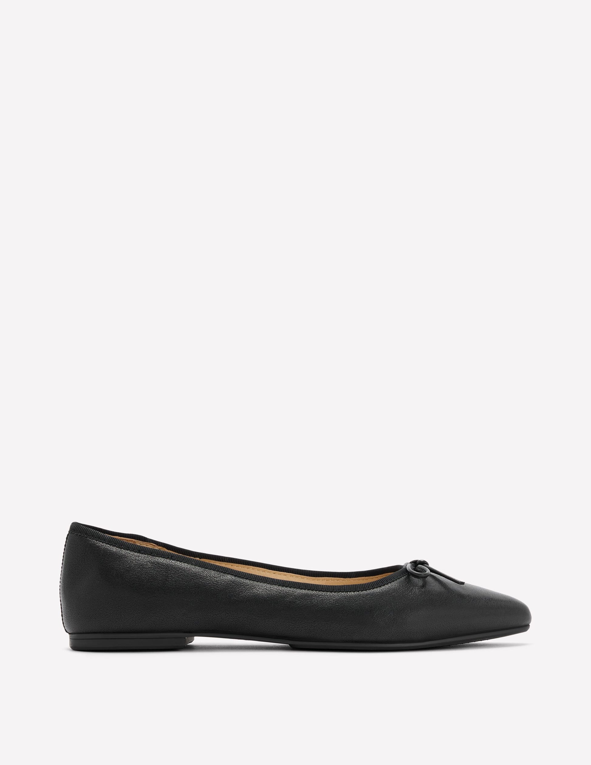 Point Flexi Sole Flats-Black Tumble Leather-1