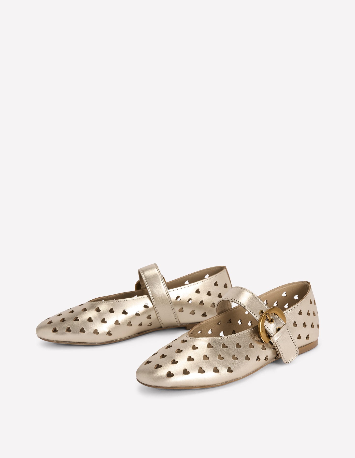 Kylie Flat Buckle Mary Janes-Gold