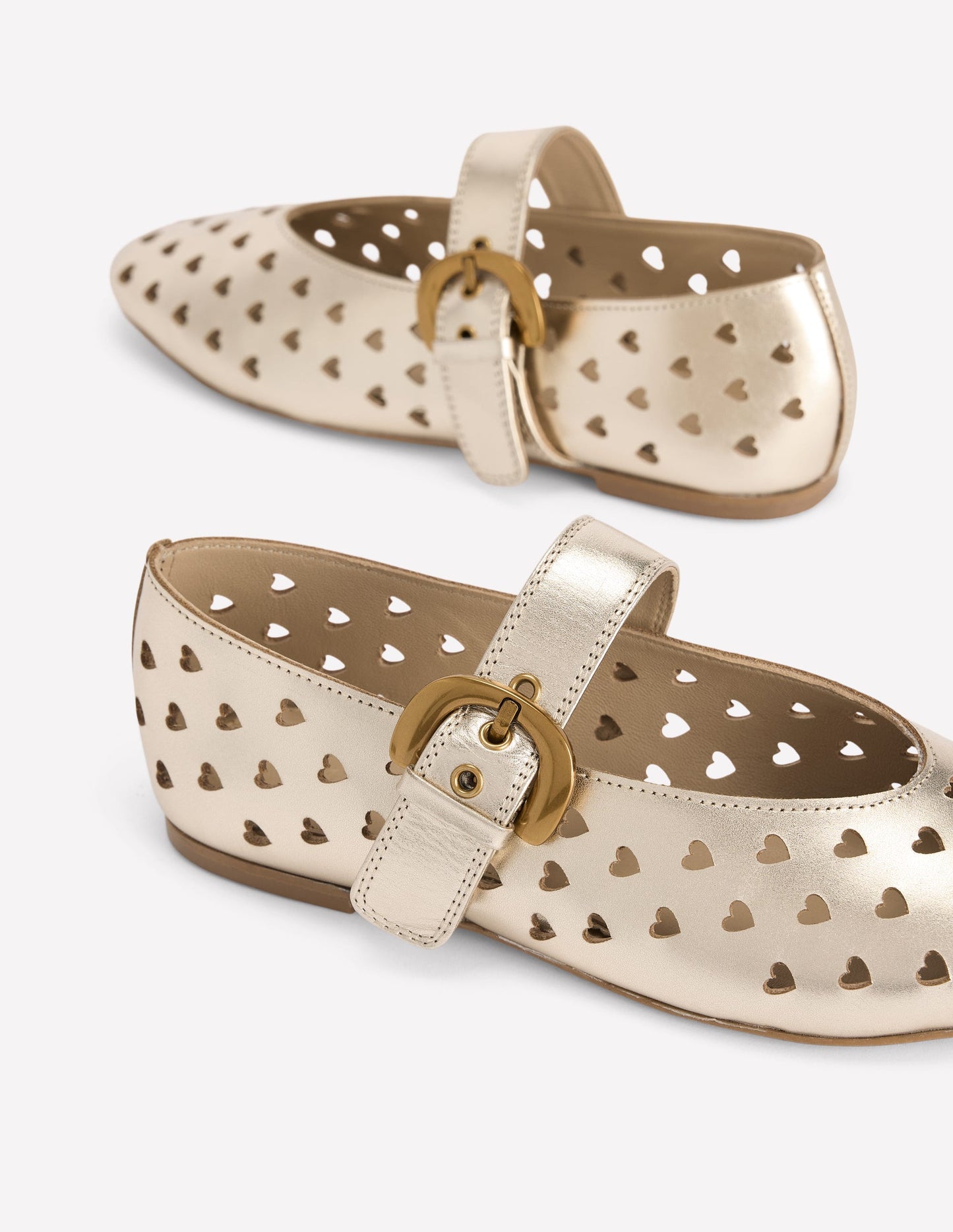 Kylie Flat Buckle Mary Janes-Gold