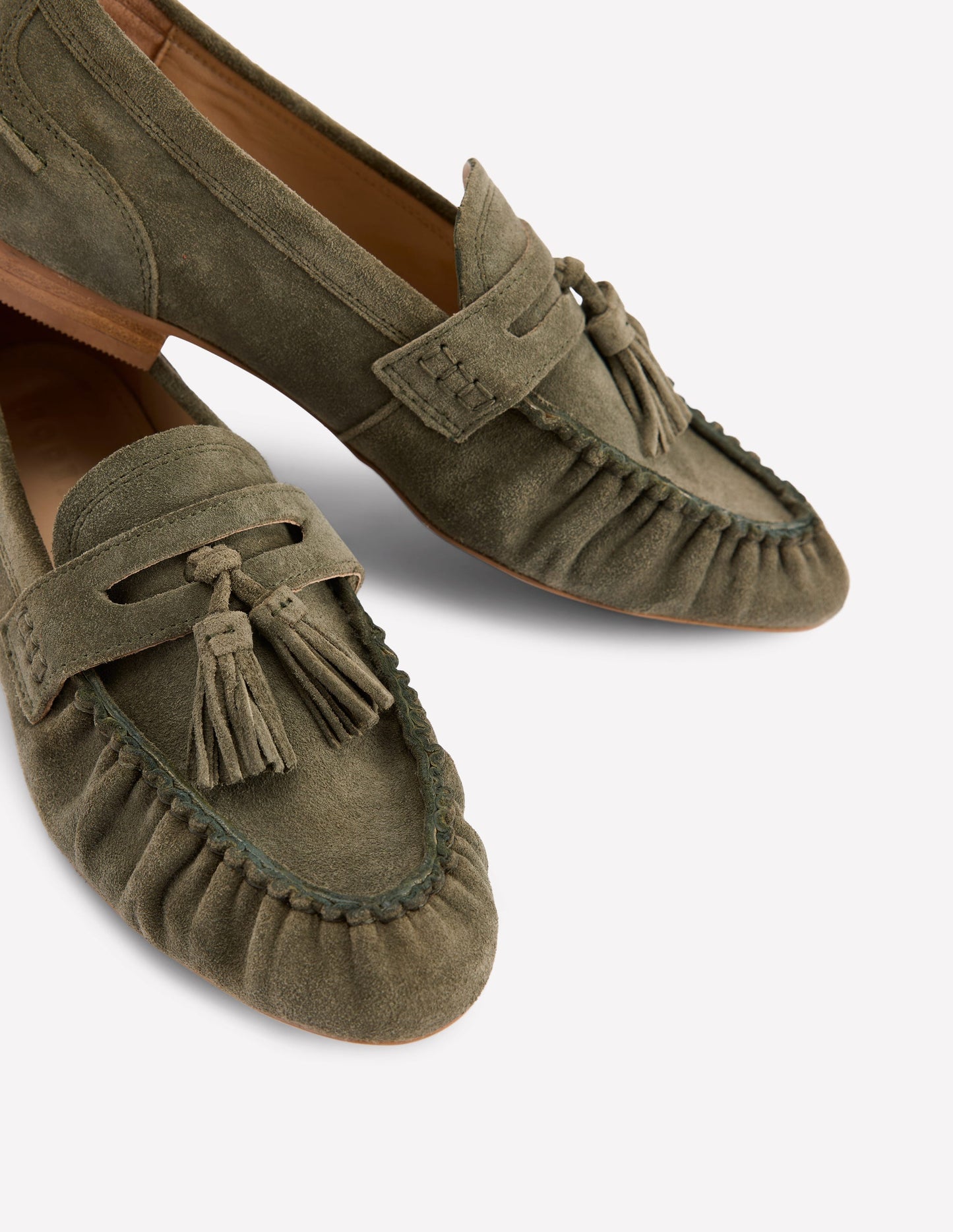 Soft Ruched Loafers-Deep Olive