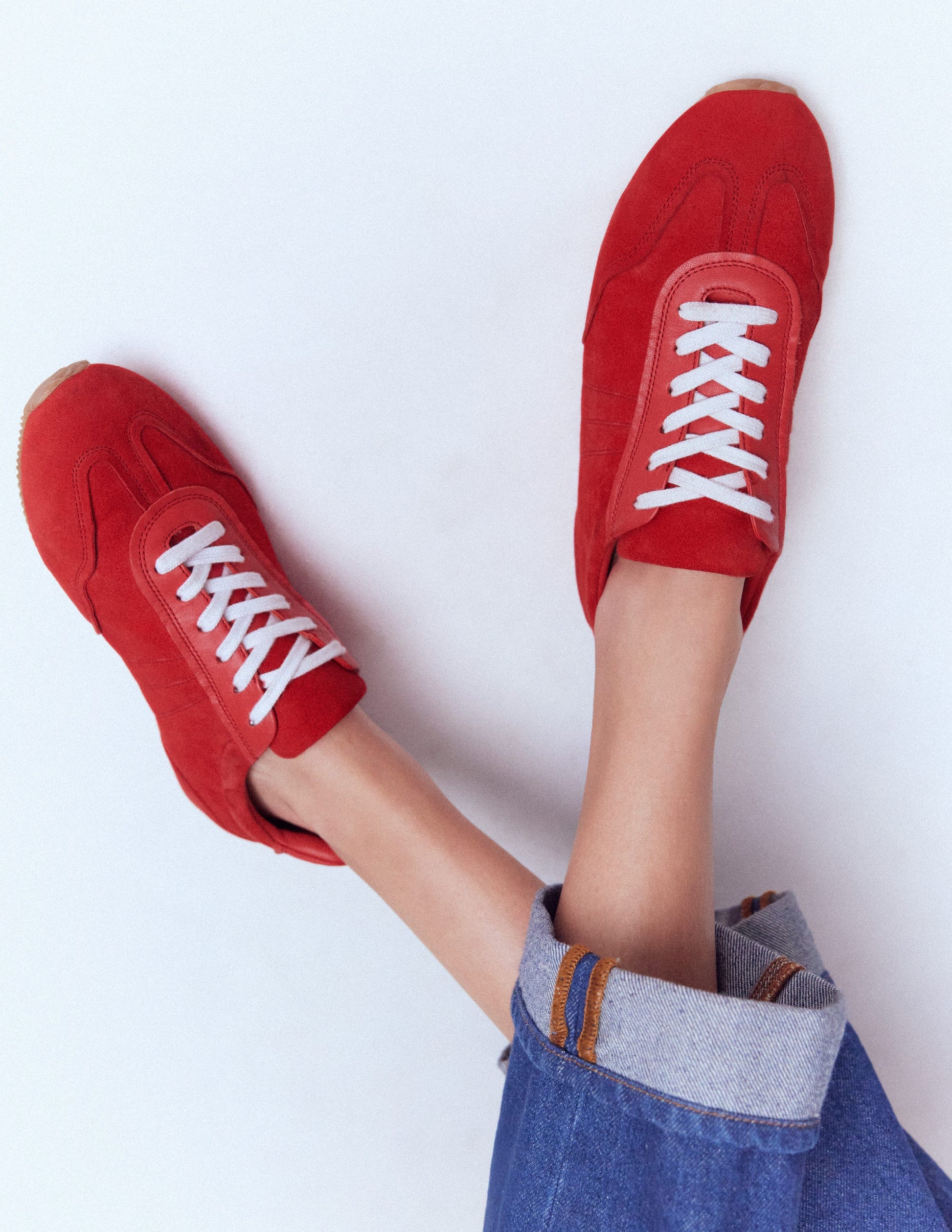 Delphine Slim Sole Trainers-Red-3