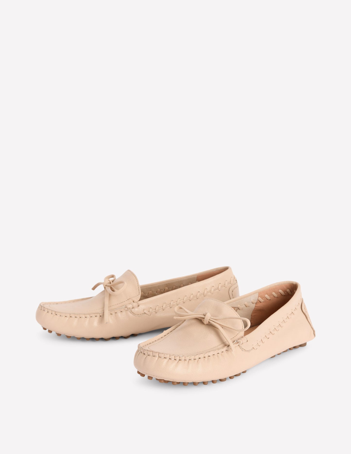Heidi Stitched Soft Loafers-Ecru