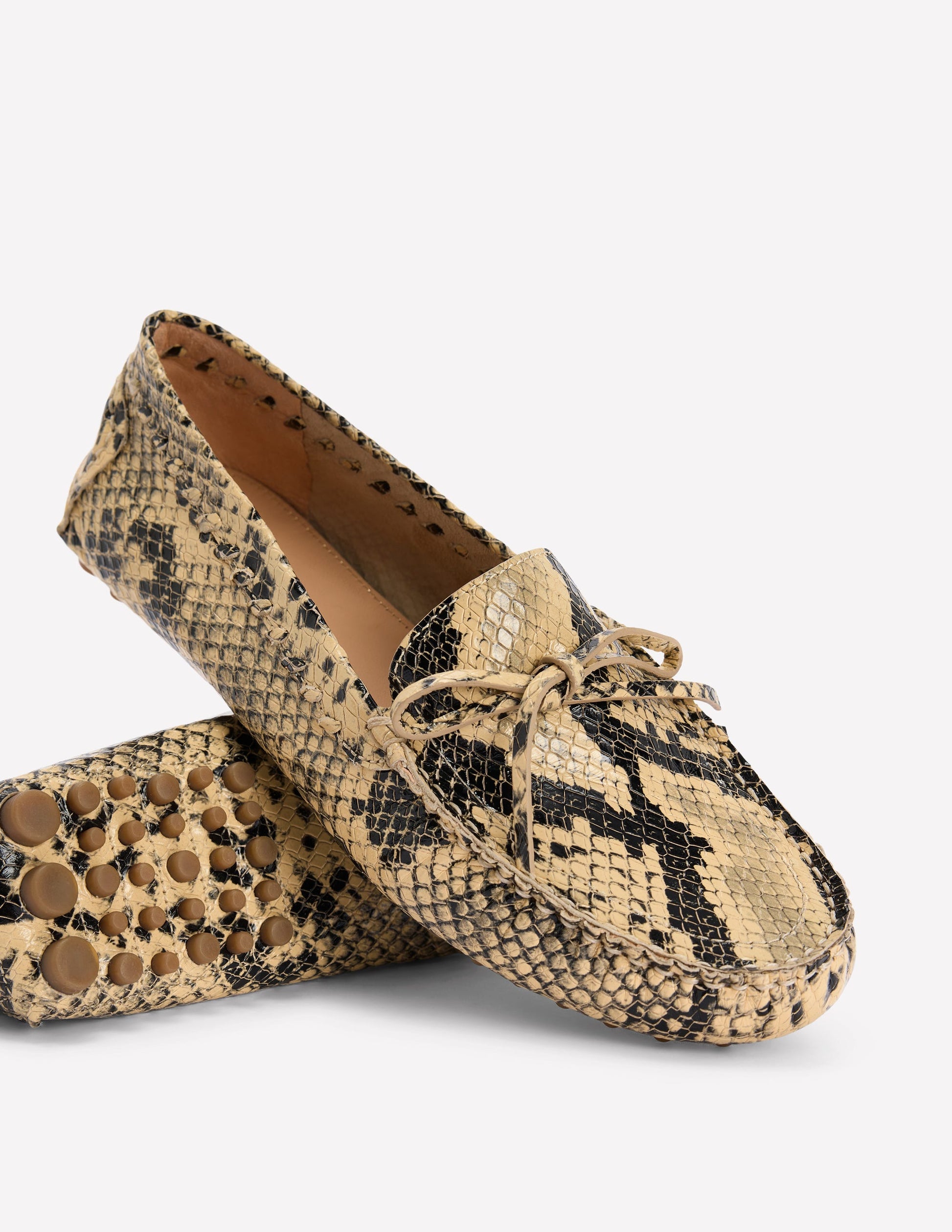 Heidi Stitched Soft Loafers-Snake-5