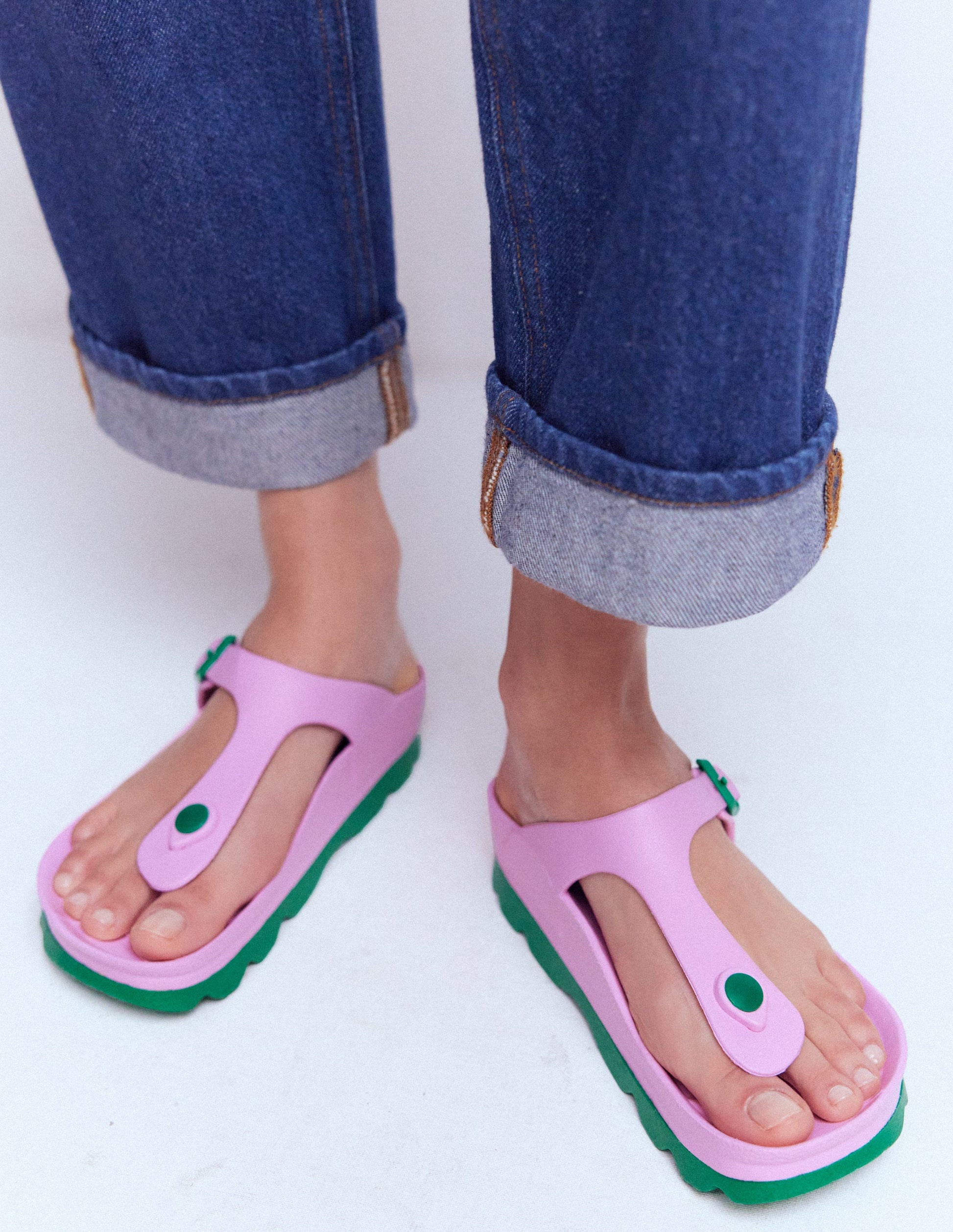 Lyla Toe Post Sandals-Pink/Green-1