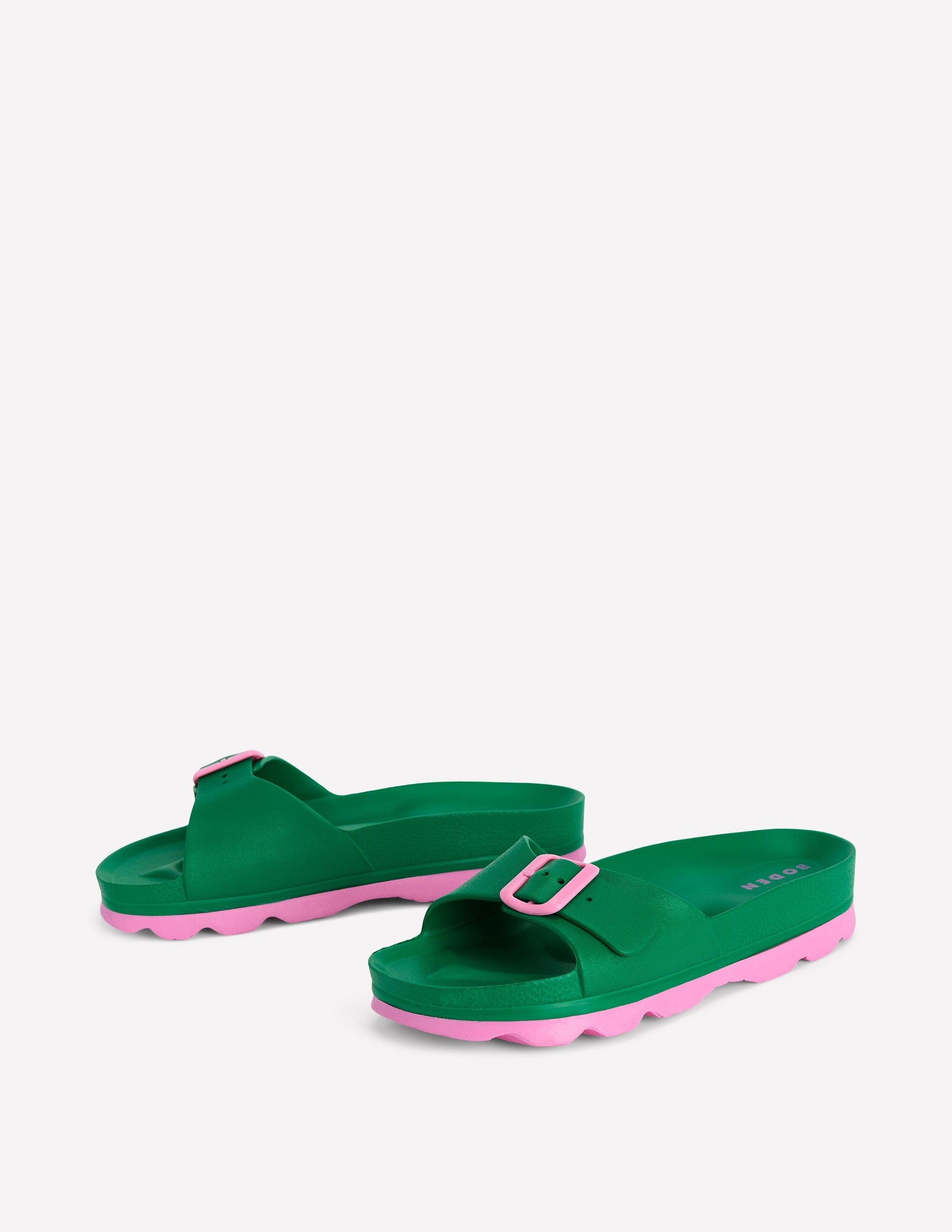 Lyla Single Buckle Sliders-Green/Pink-4