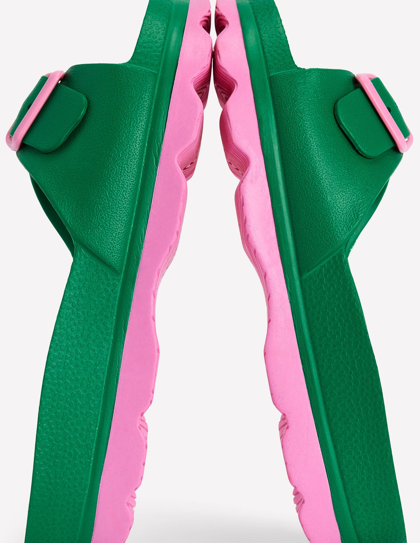 Lyla Single Buckle Sliders-Green/Pink
