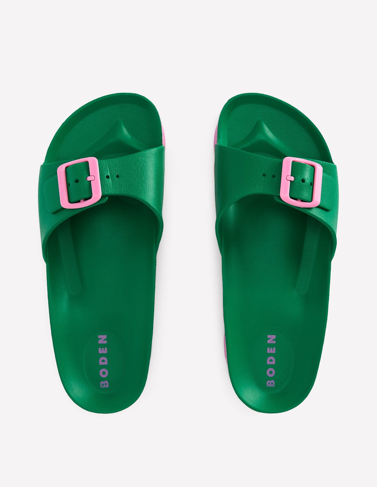 Lyla Single Buckle Sliders-Green/Pink