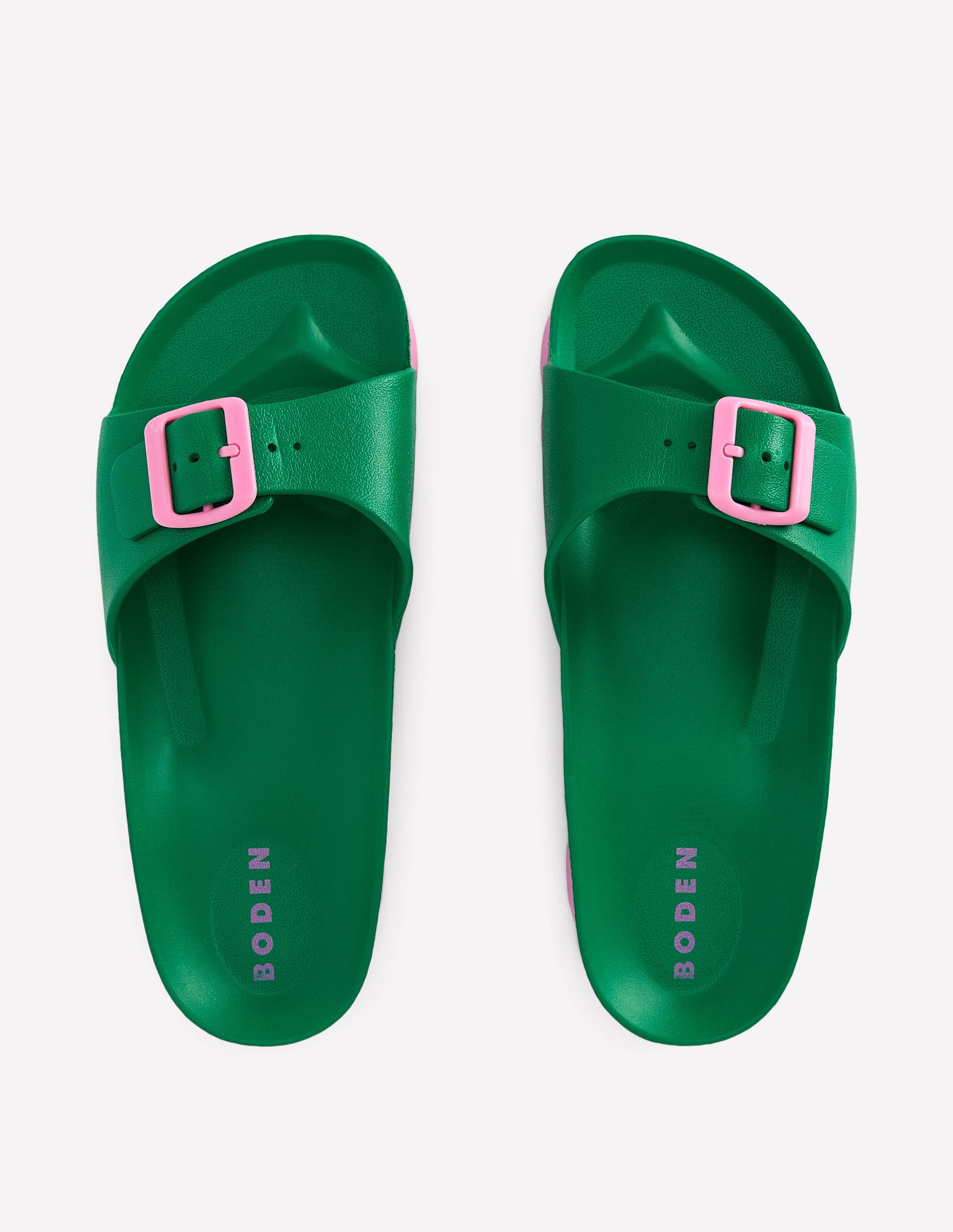 Lyla Single Buckle Sliders-Green/Pink-6