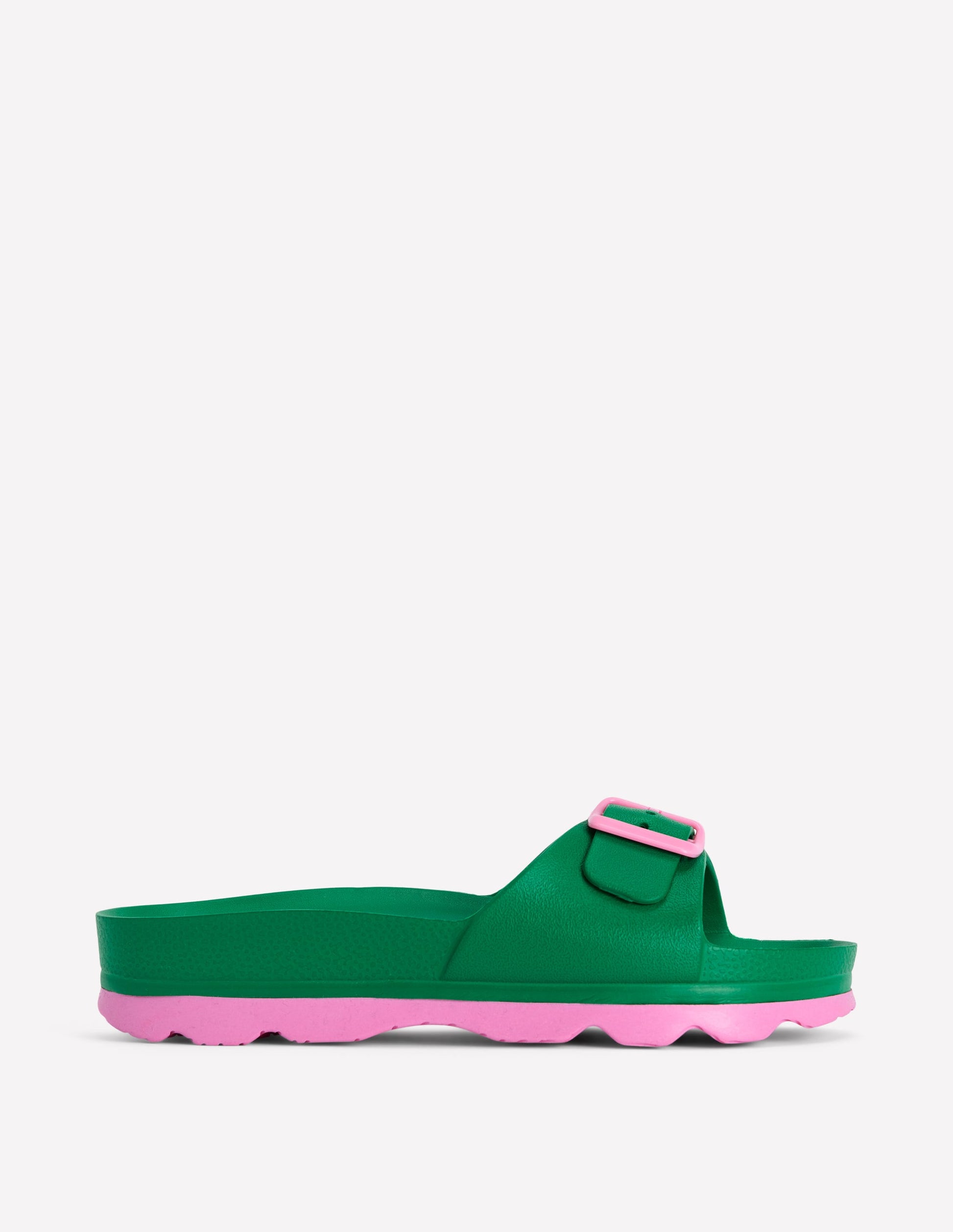 Lyla Single Buckle Sliders-Green/Pink-1