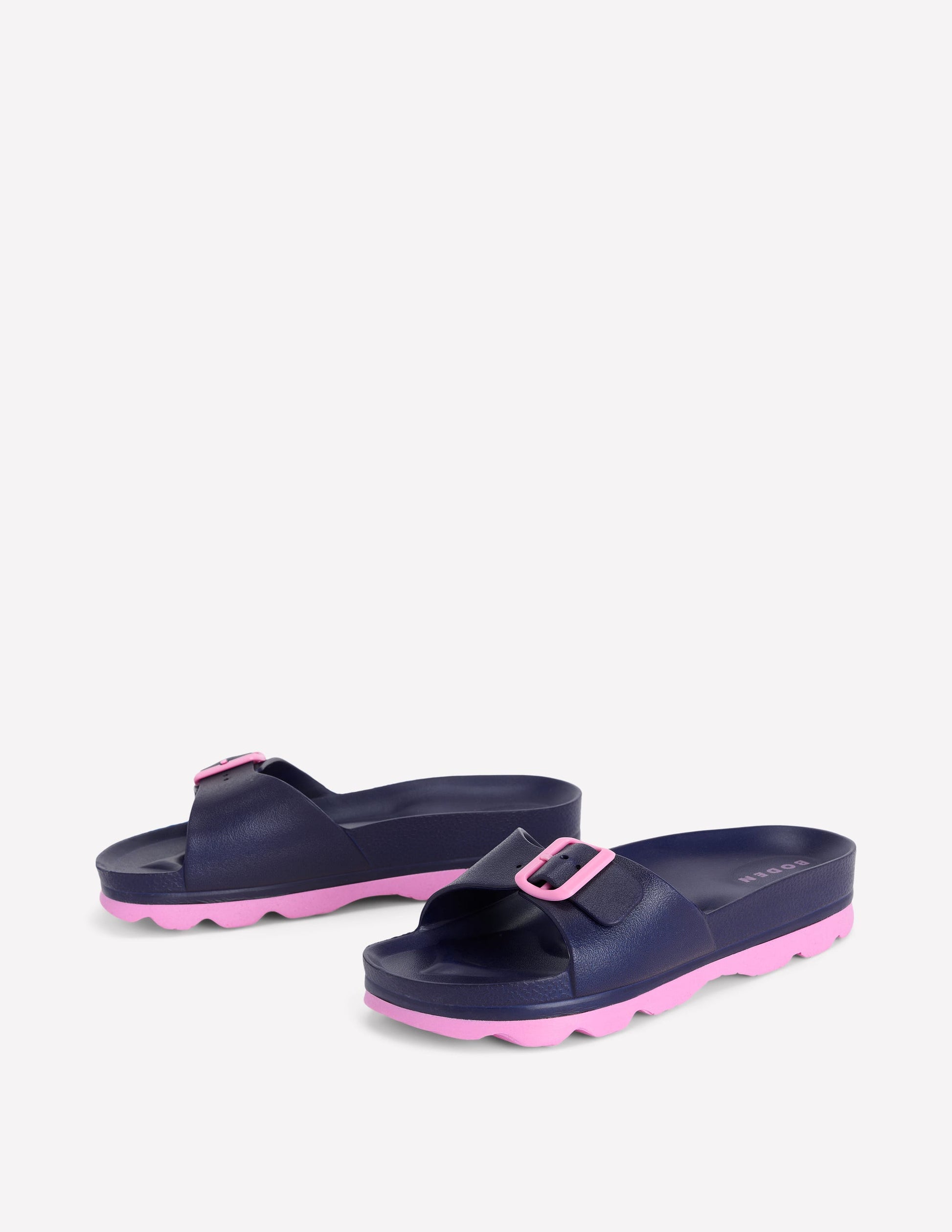 Lyla Single Buckle Sliders-Navy/Pink-3