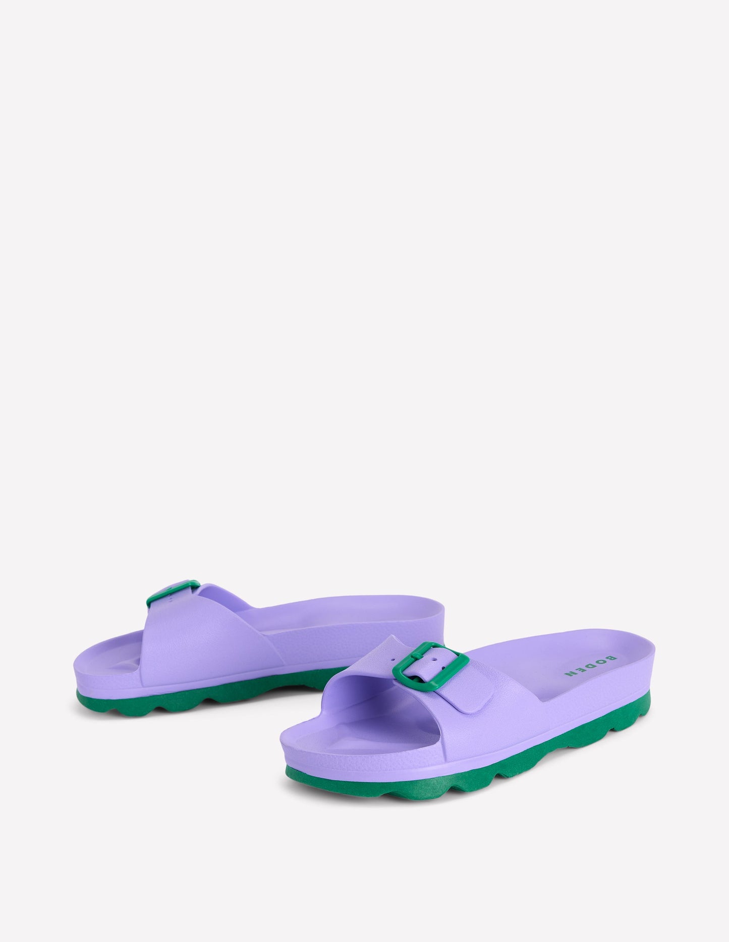 Lyla Single Buckle Sliders-Lilac/Green