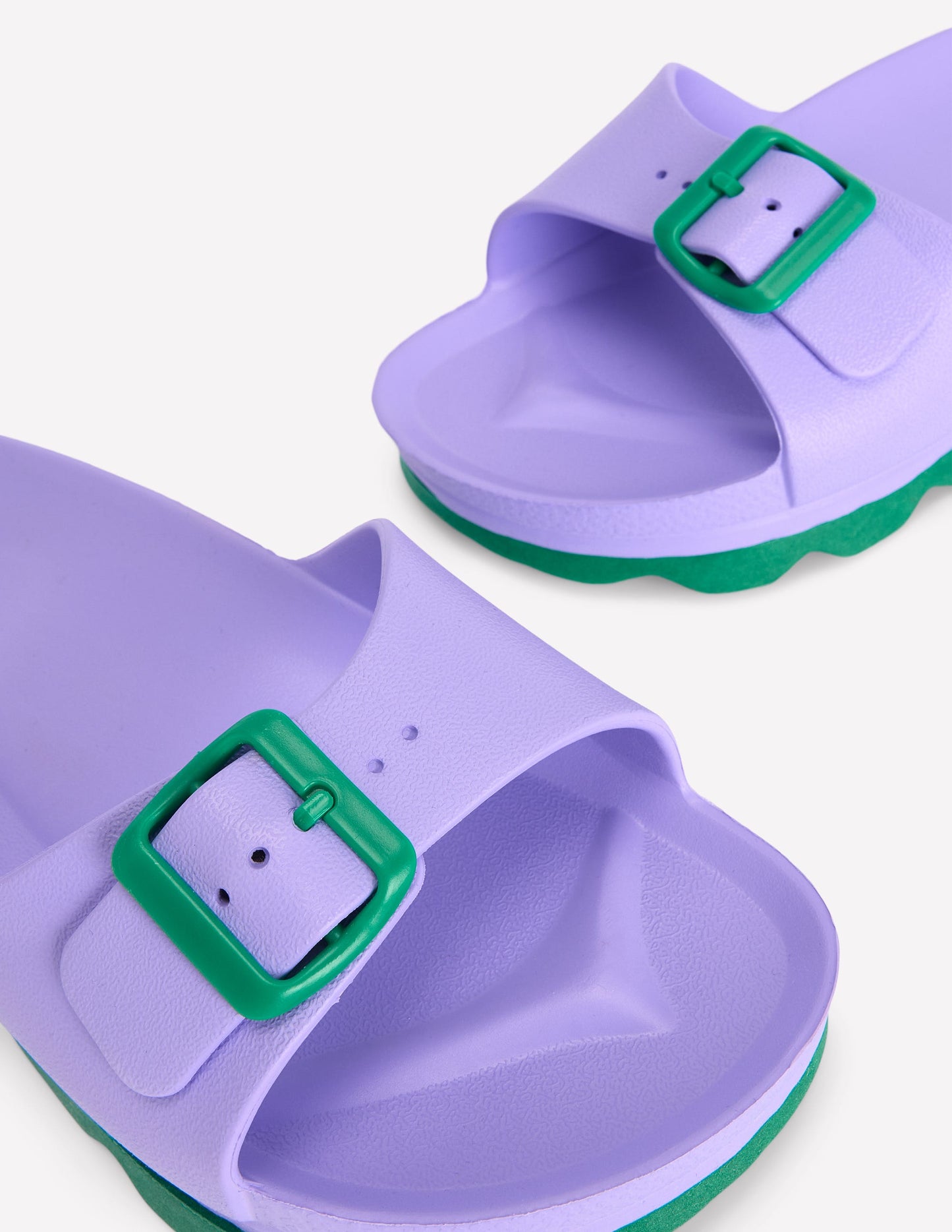 Lyla Single Buckle Sliders-Lilac/Green