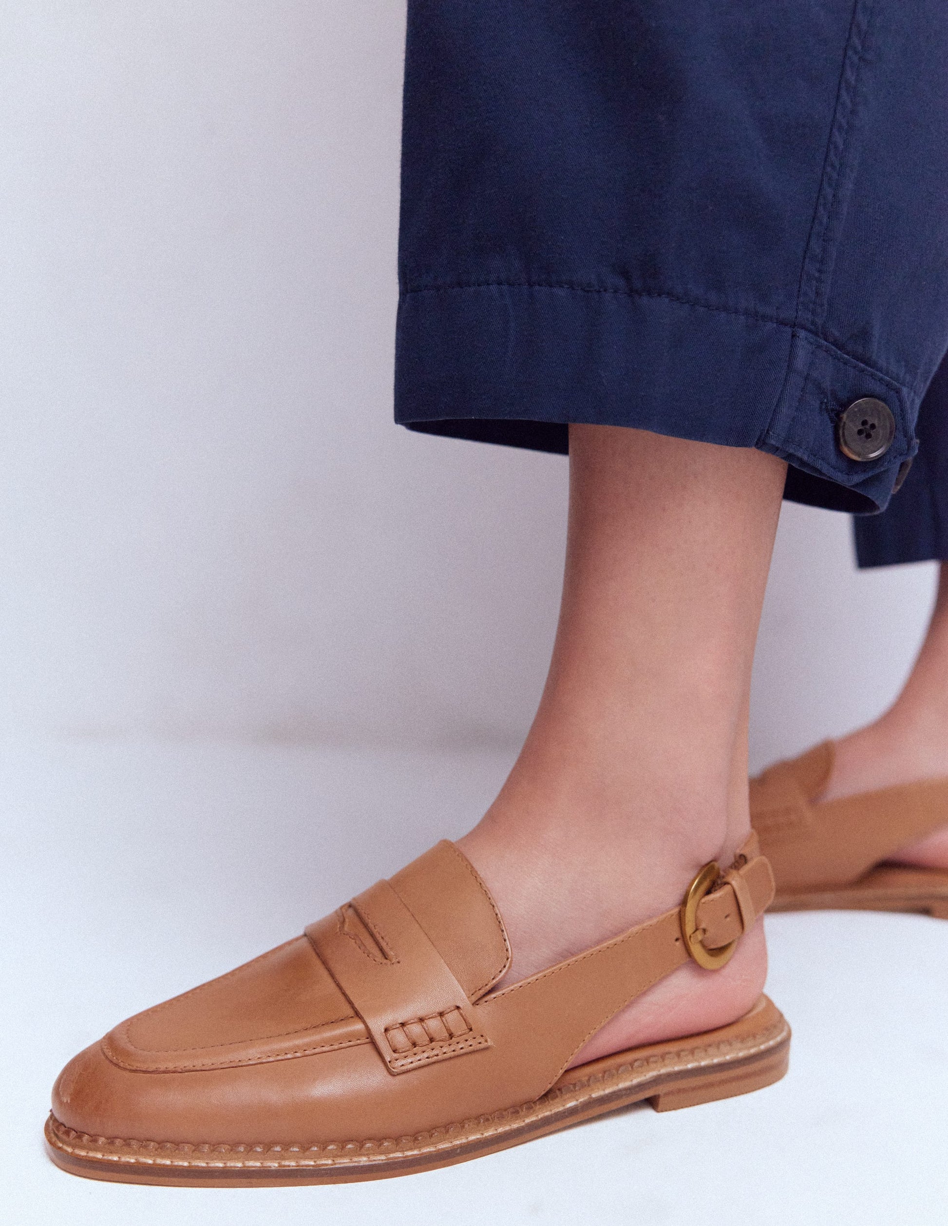 Slingback Penny Loafer-Tan-2