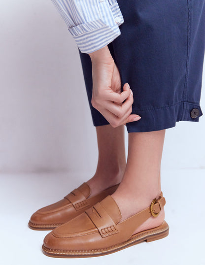 Slingback Penny Loafer-Tan-4