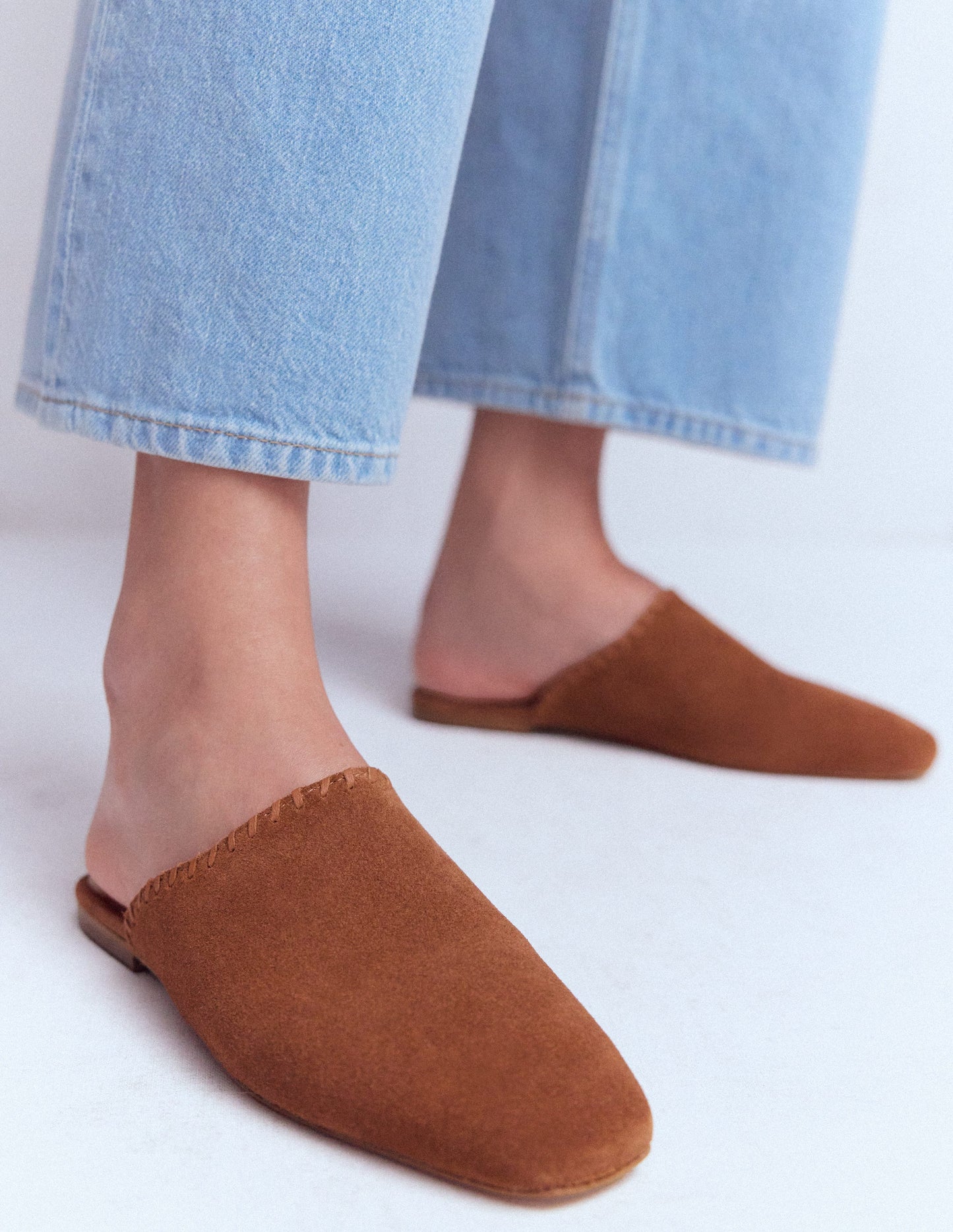 Mule Slipper Loafer-Tan Suede