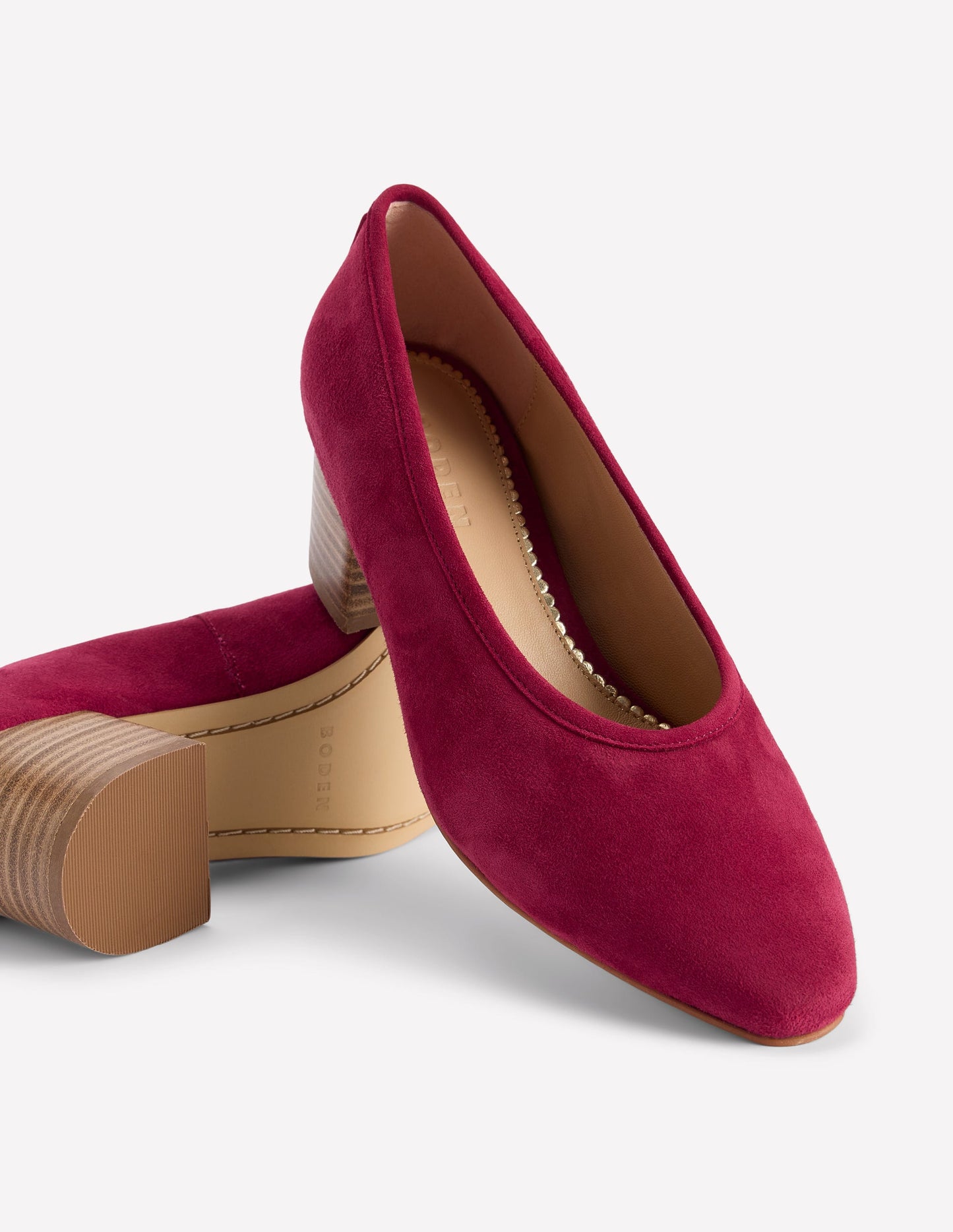 Closed Back Block Heel-Red