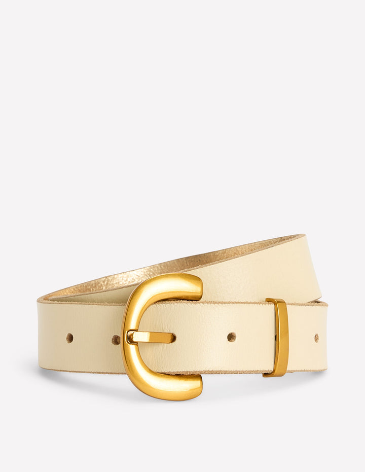 Chunky Buckle Belt-Ecru