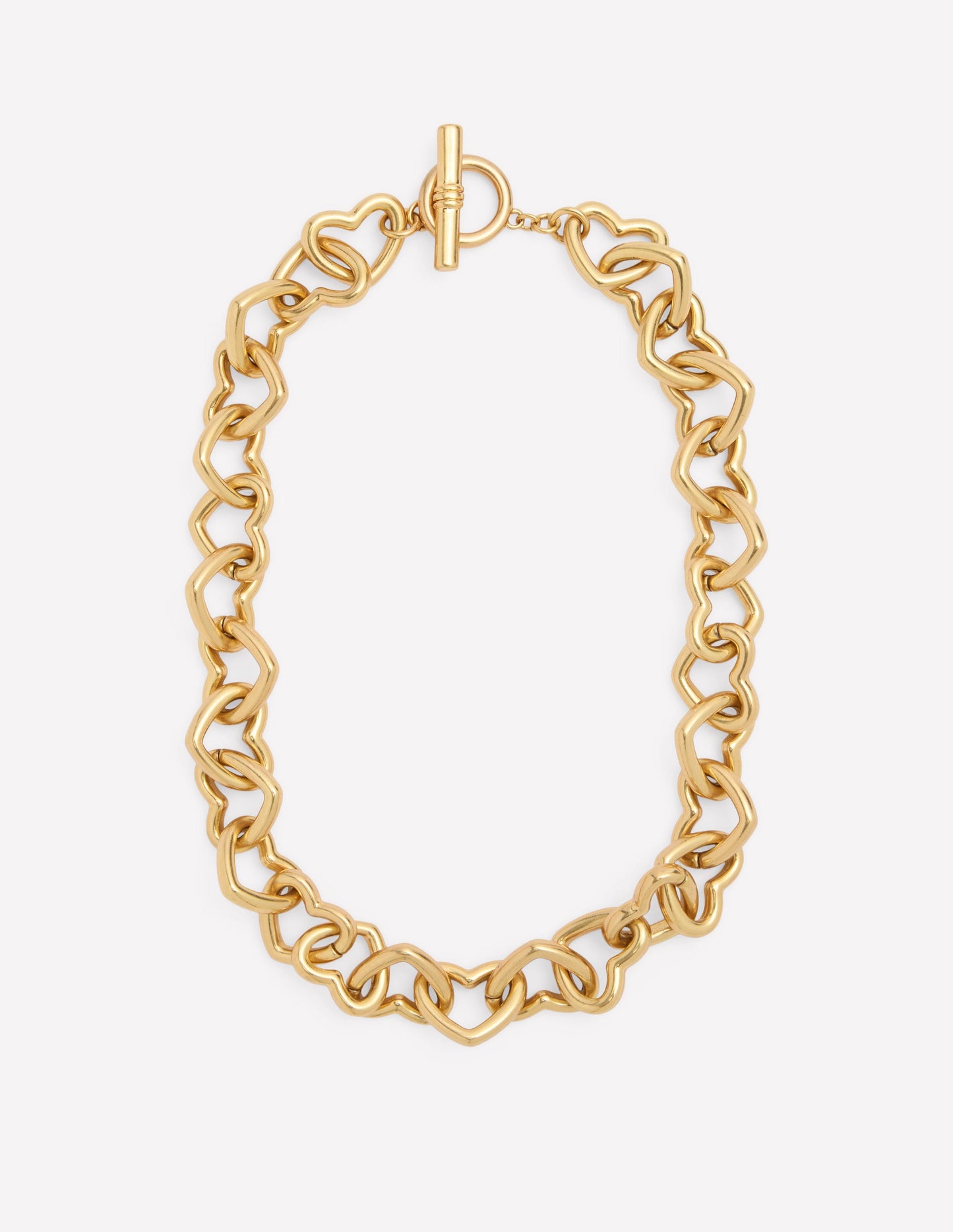 Chunky Heart Chain Necklace-Gold