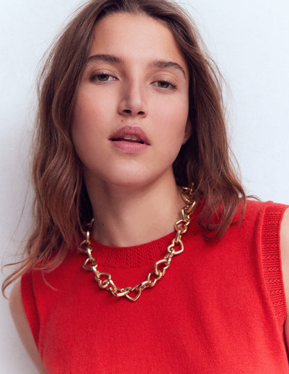 Chunky Heart Chain Necklace-Gold-2