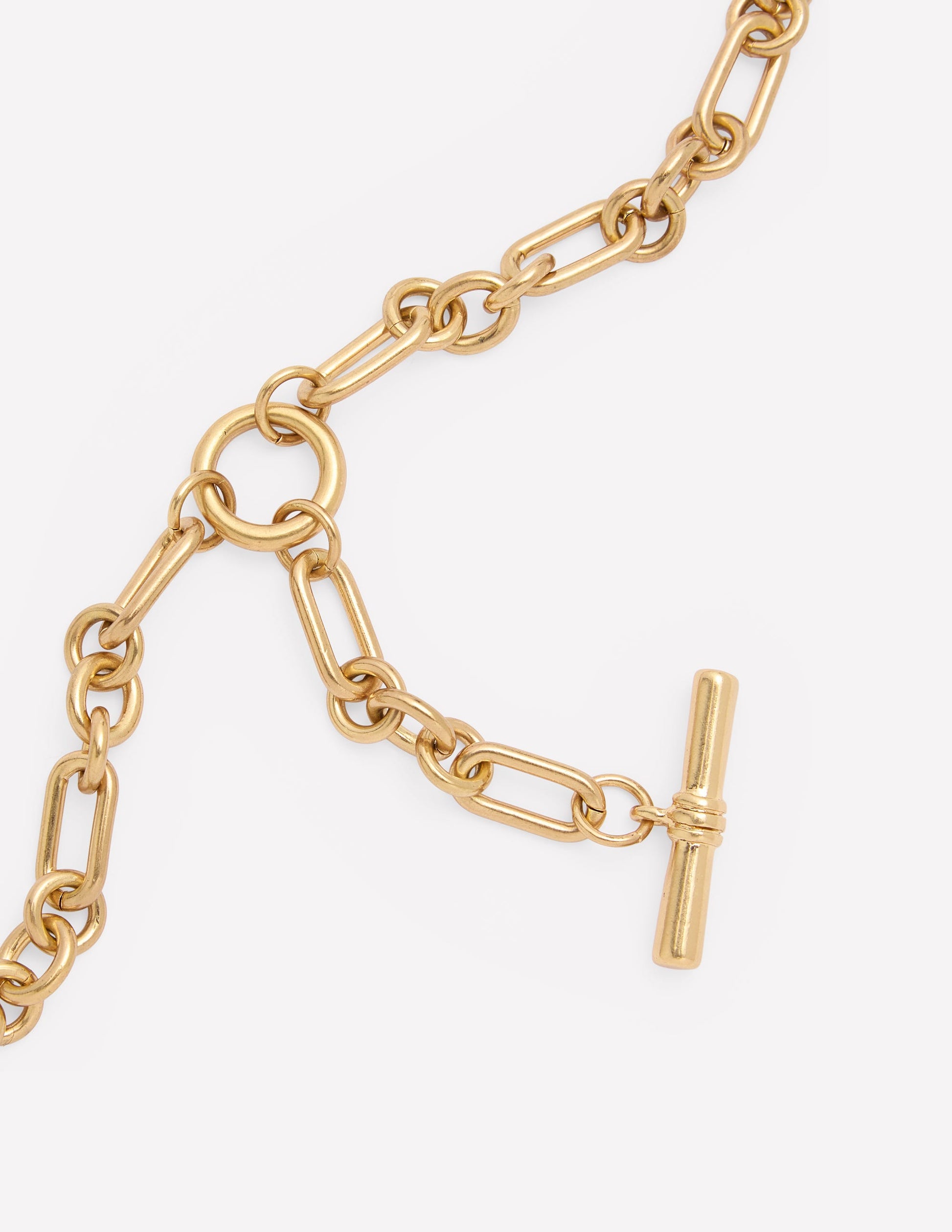 Drop Chain T-bar Necklace-Gold T bar-3
