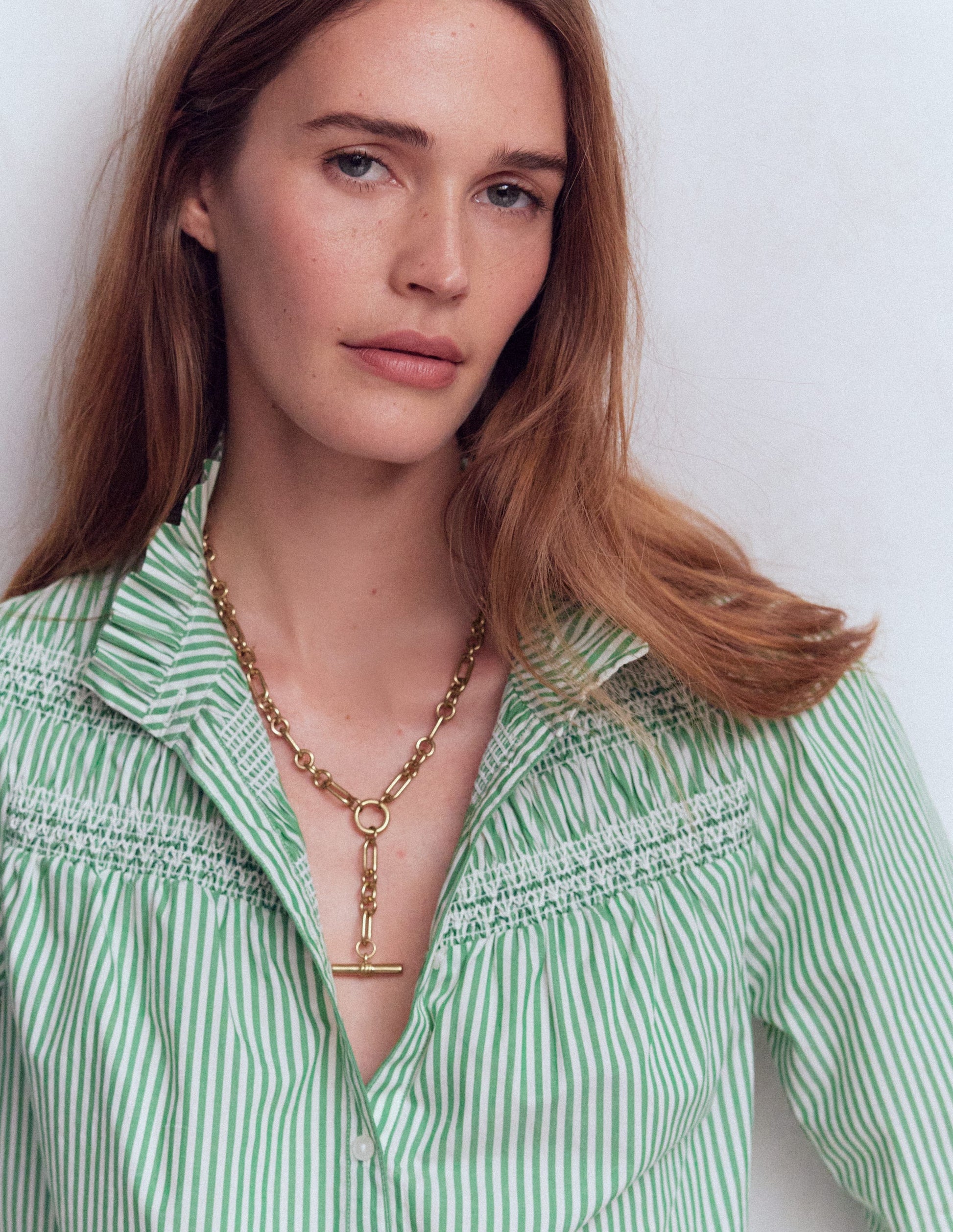 Drop Chain T-bar Necklace-Gold Colour-2