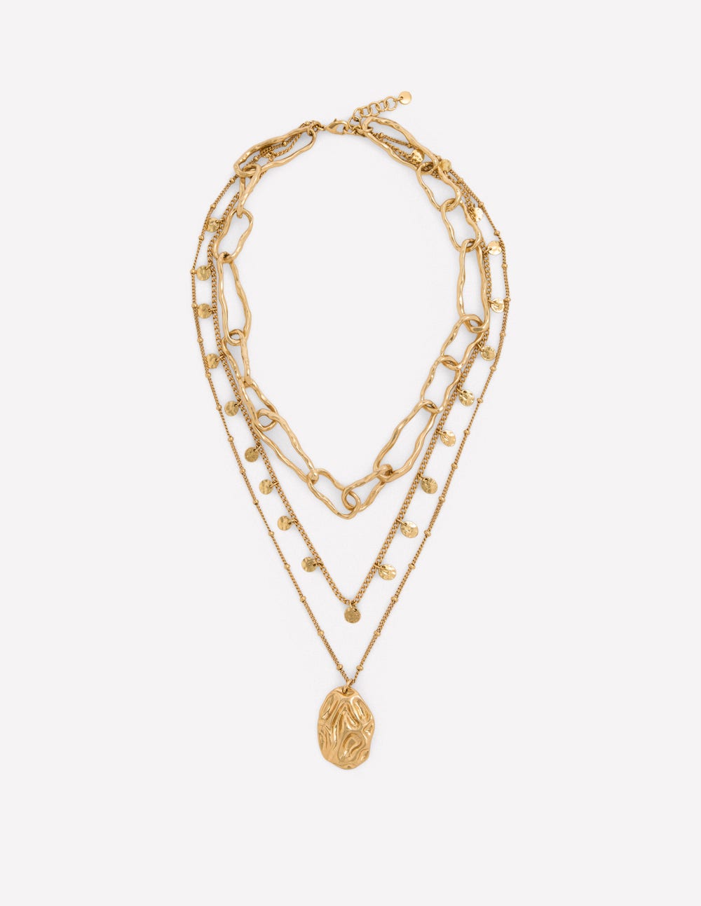 Irregular Layered Necklace-Gold Colour-1