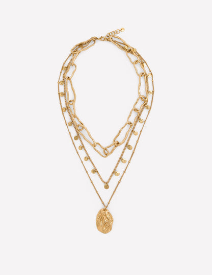 Irregular Layered Necklace-Gold Colour-1