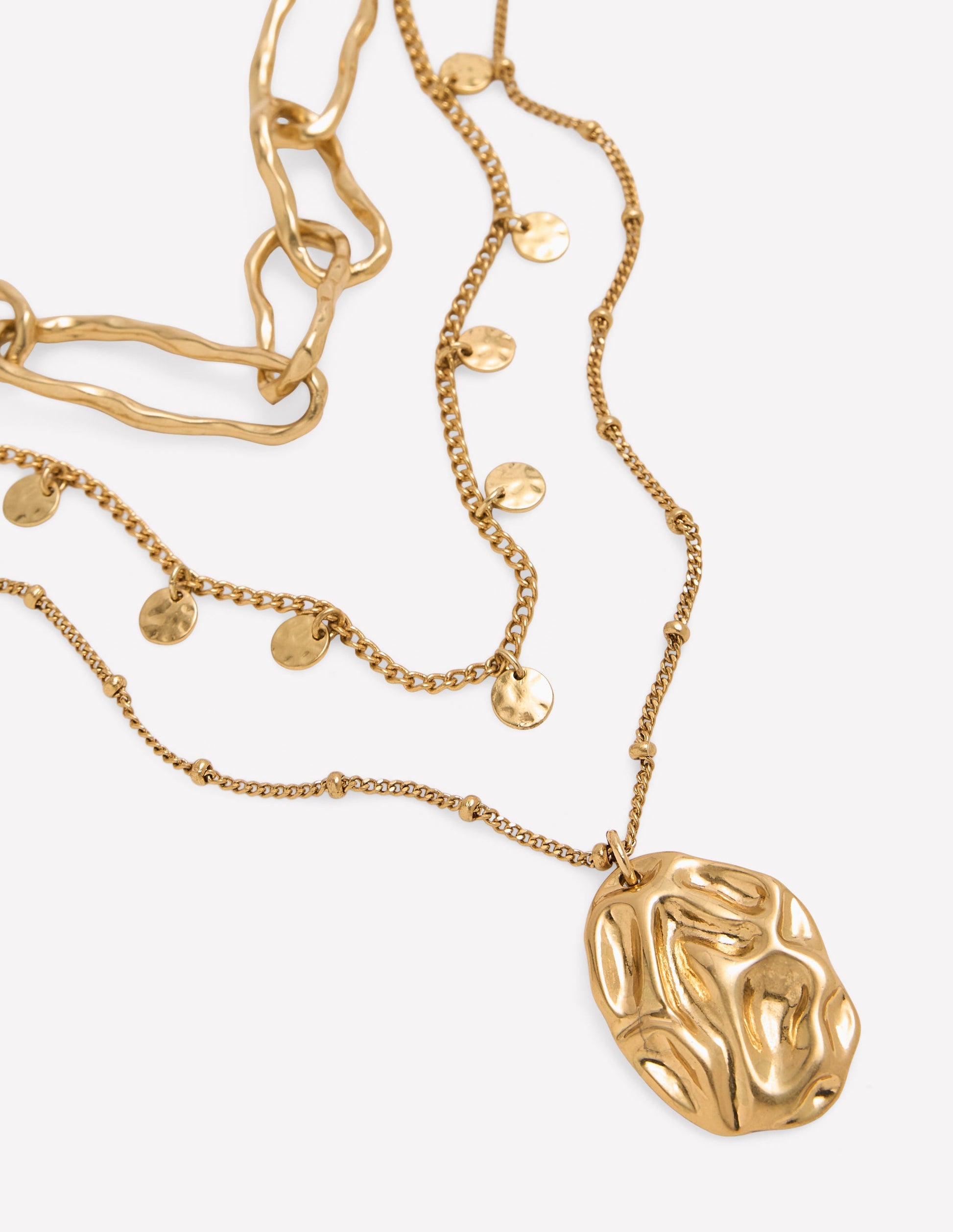 Irregular Layered Necklace-Gold Colour-3