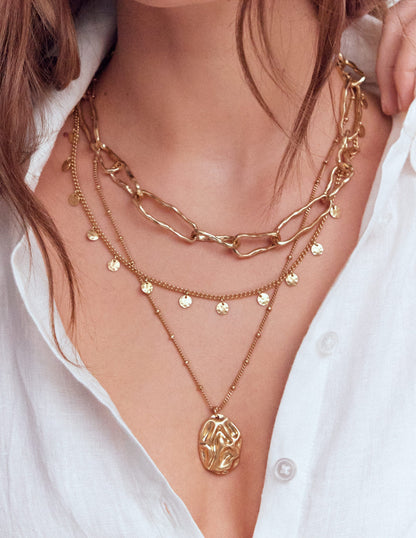 Irregular Layered Necklace-Gold Colour-2