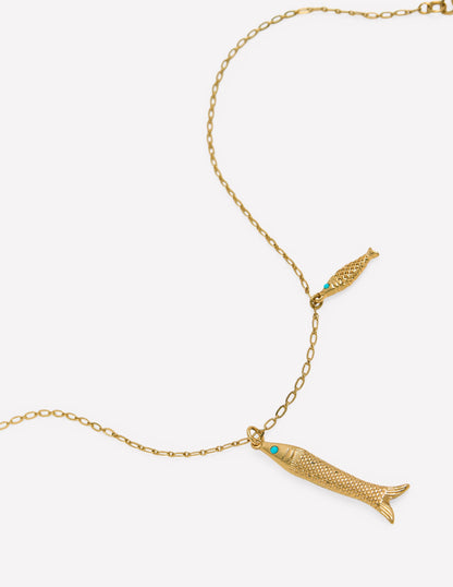 Long Charm Pendant Necklaces-Fish-3