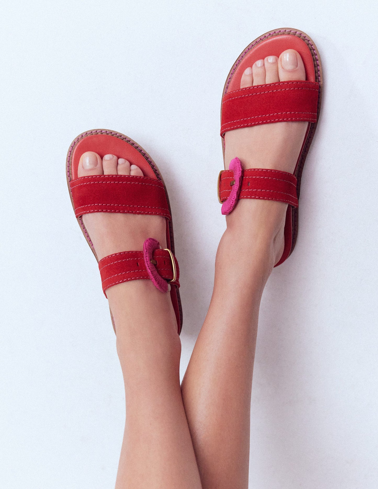 Caryl Double Strap Sandals-Post Box Red