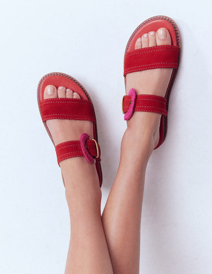 Caryl Double Strap Sandals-Post Box Red-4