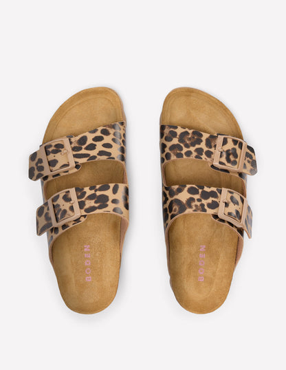 Lyla Printed Buckle Sliders-Leopard-5