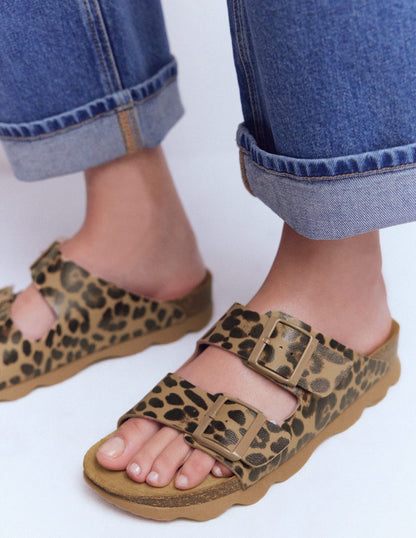 Lyla Printed Buckle Sliders-Leopard-3