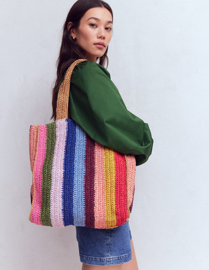 Shopper Tote-Multi Stripe