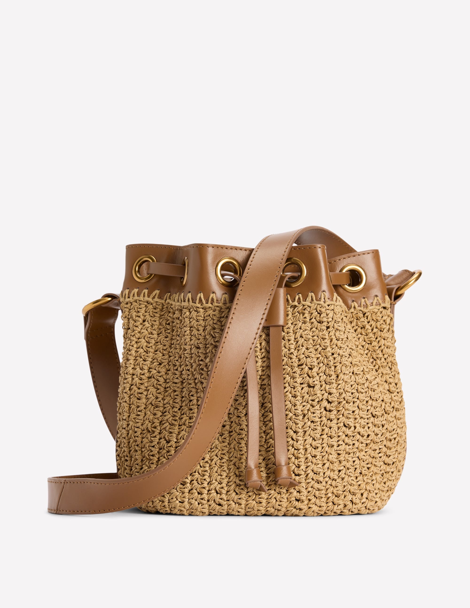 Mini Straw Bucket Bag-Natural Raffia - Image 1