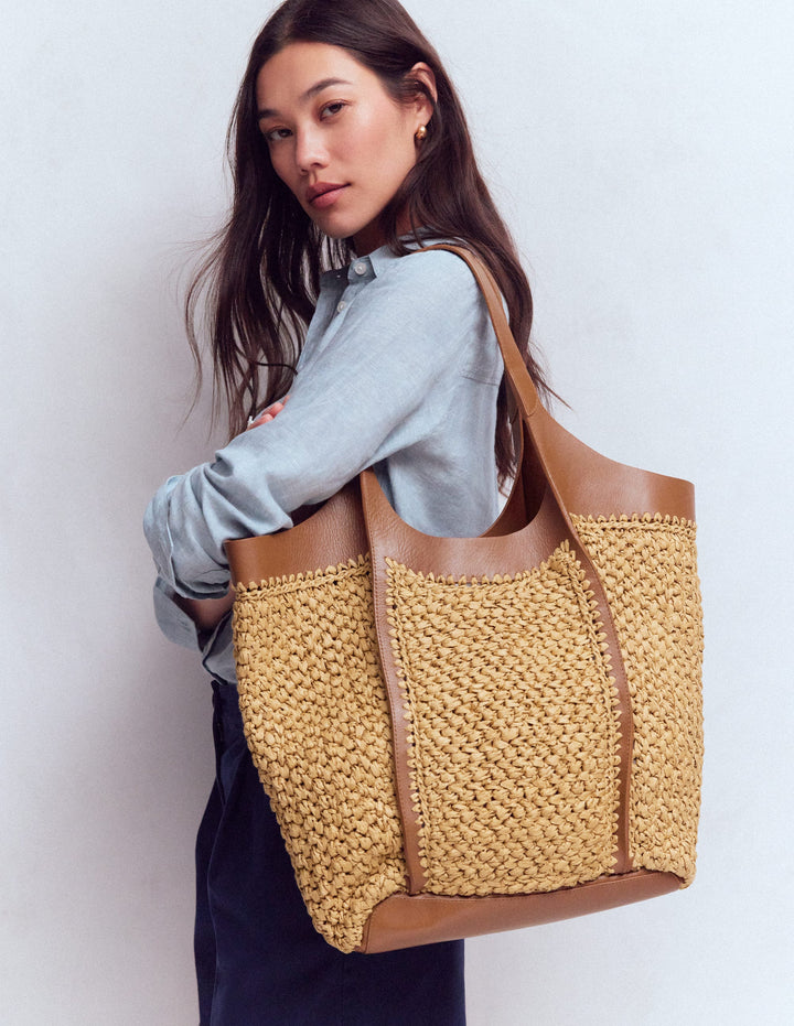 Straw Tote-Natural Raffia