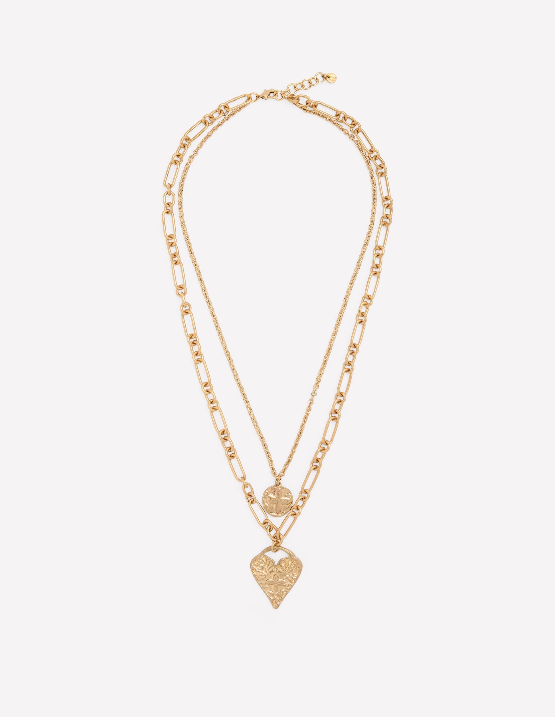 Heart Stamp Layer Necklace-Gold Colour-2