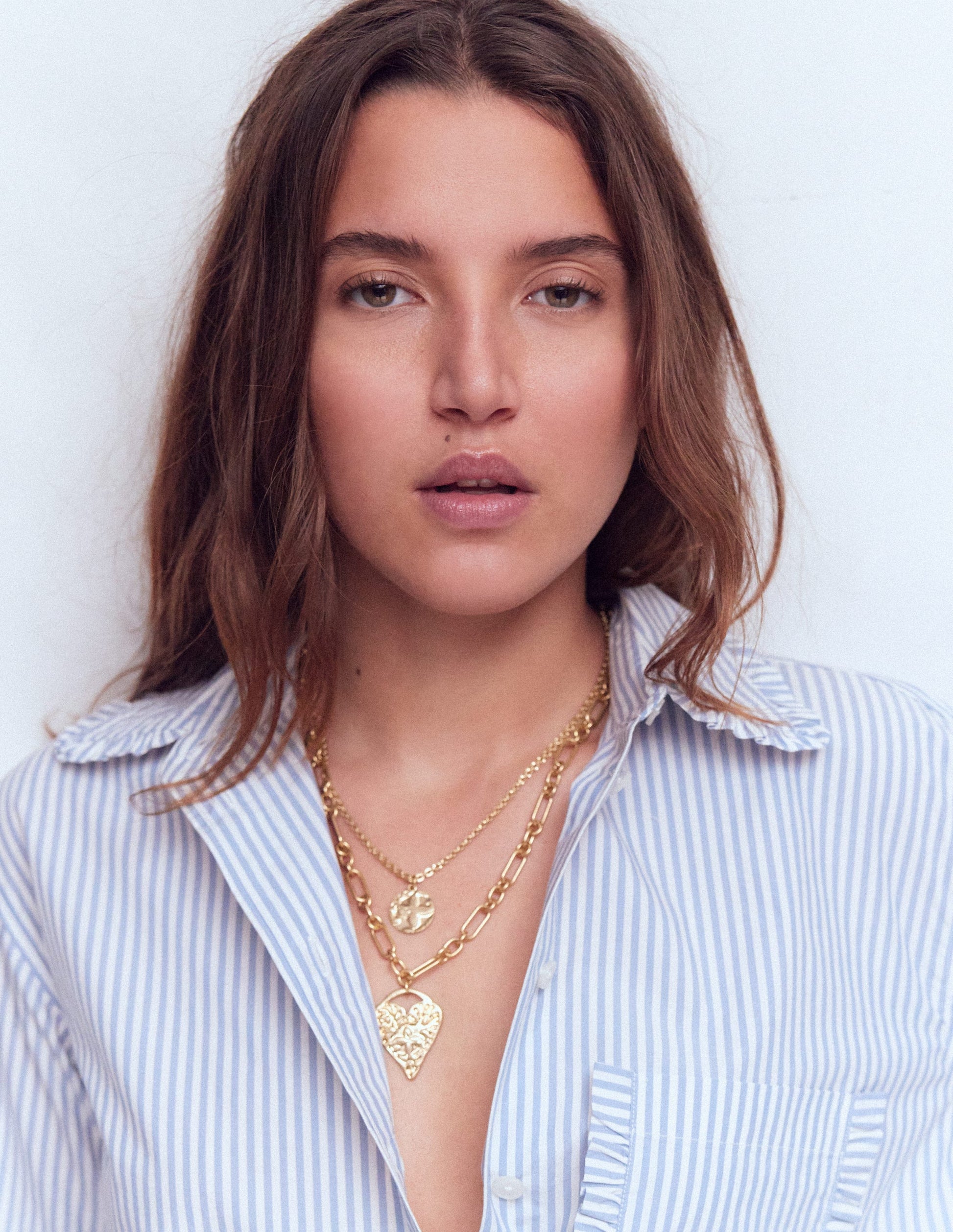 Heart Stamp Layer Necklace-Gold Colour-1